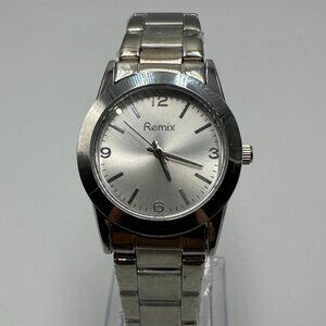 3/$30 Remix Watch Women Silver Tone Round Dial All Stainless Steel 8.25 inch